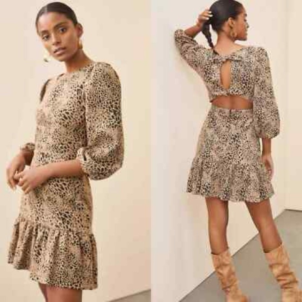 Anthropologie Maeve Knit Cut-Out Dress Leopard NWOT